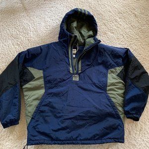 Adidas Coat with Hood. Navy/Green. Medium